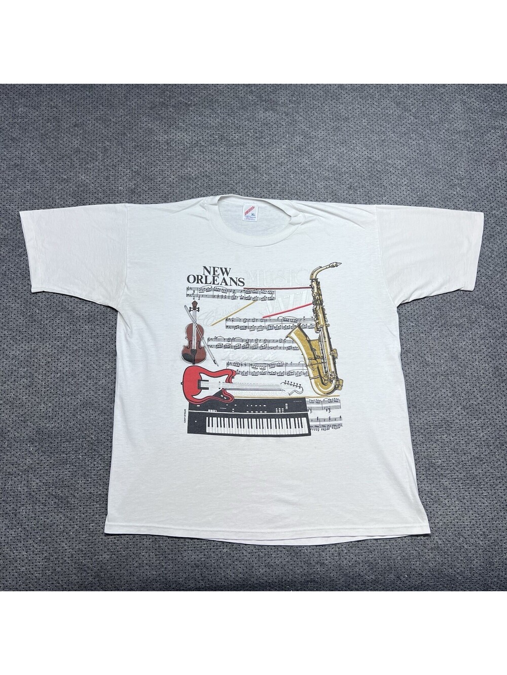 Vintage 1988 New Orleans Jazz Music Classical 80s White T-shirt XL Rare Men’s